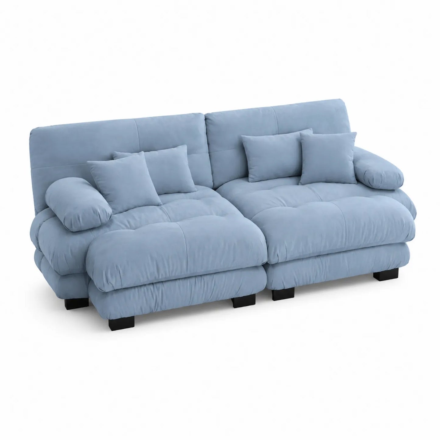 2-Sitzer Sofa aus Mikrofaser mit Kissen Hellblau