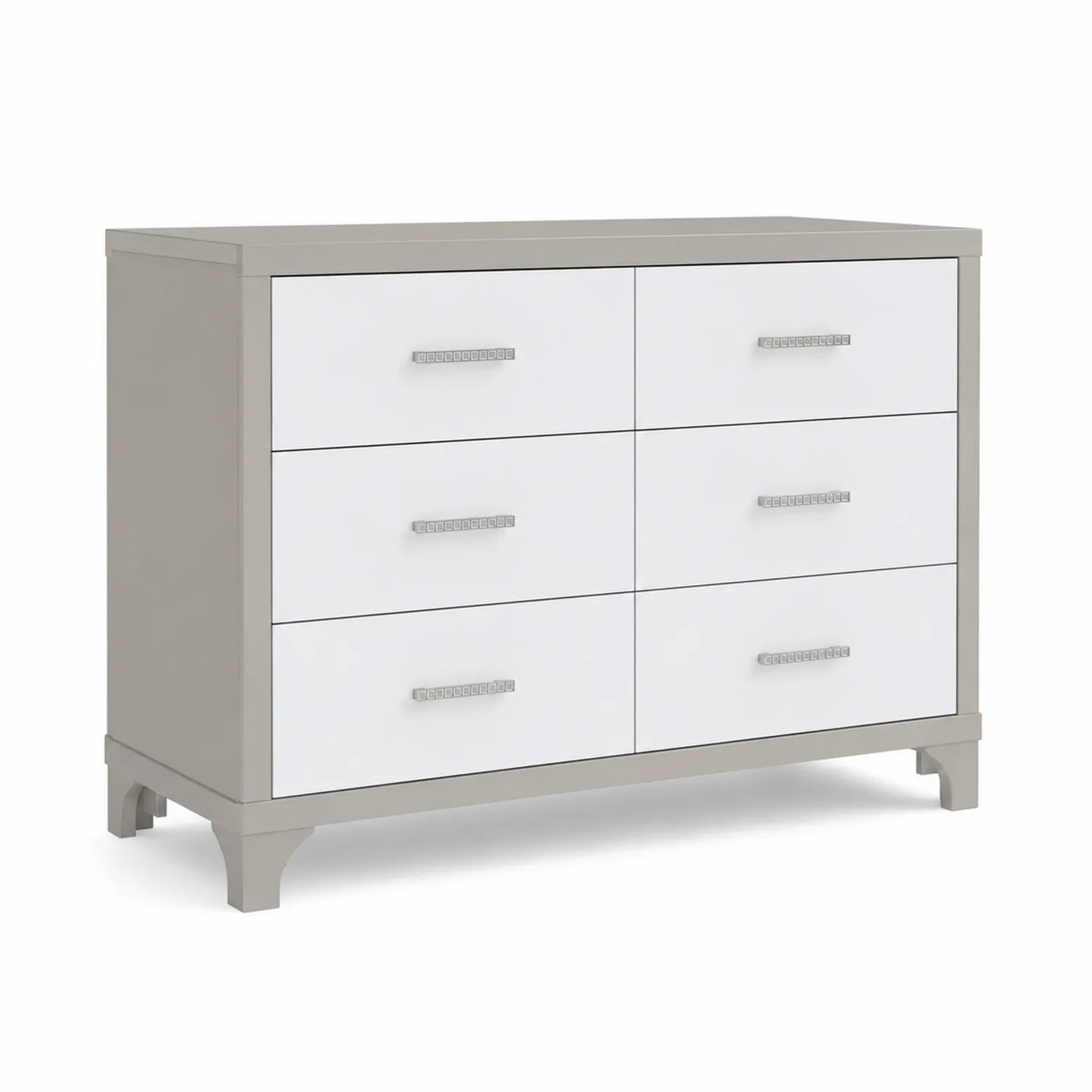 Kommode 6 Schubladen MDF Holz Weiß/Grau 85x120x40cm