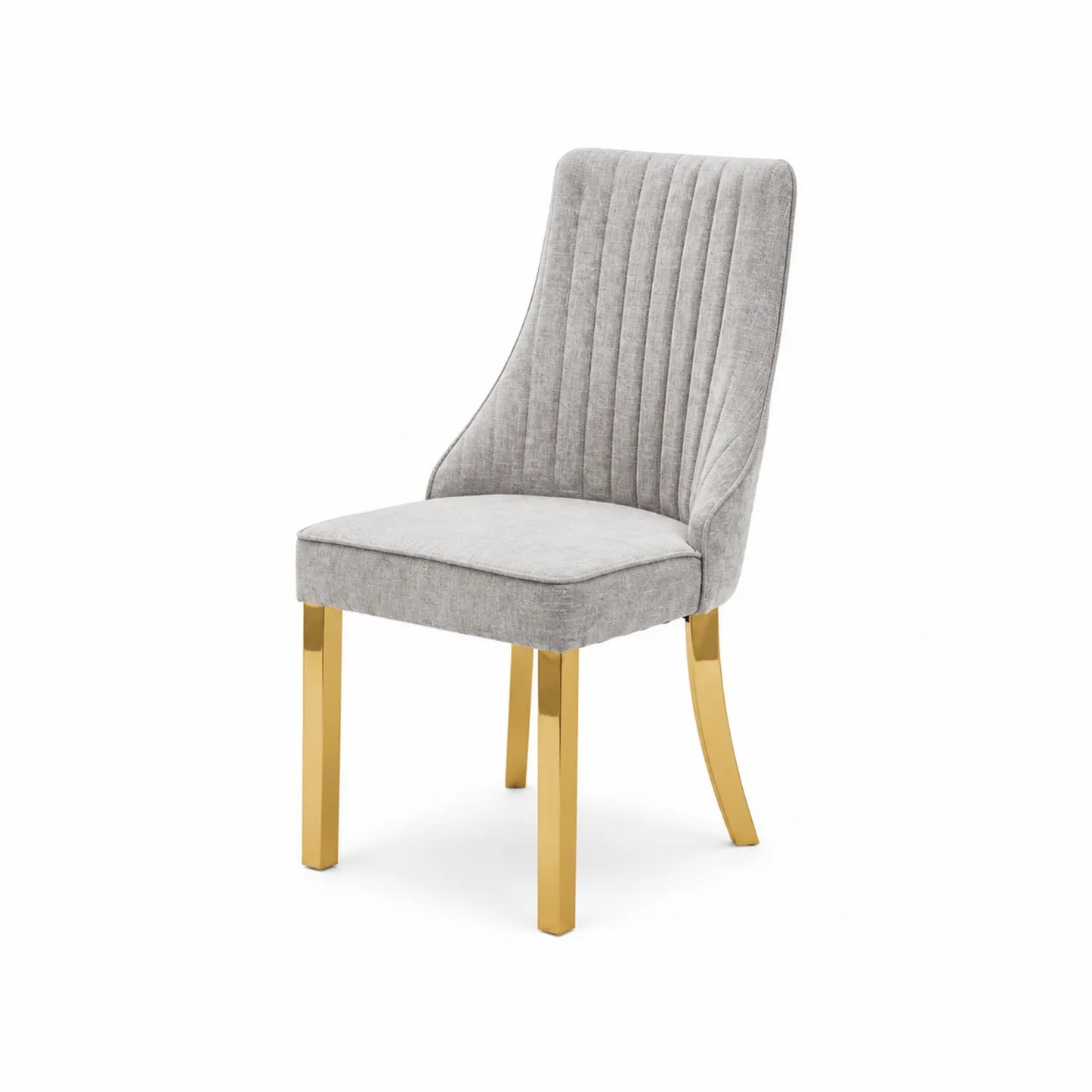 Esszimmerstuhl aus Velours mit goldenen Metallbeinen