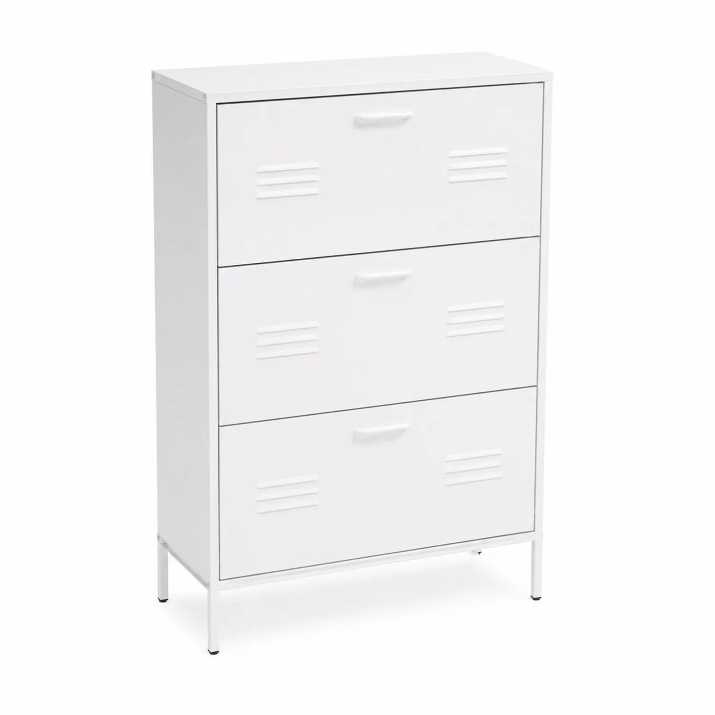 Metallschubladenschrank mit 3 Fächern Weiß