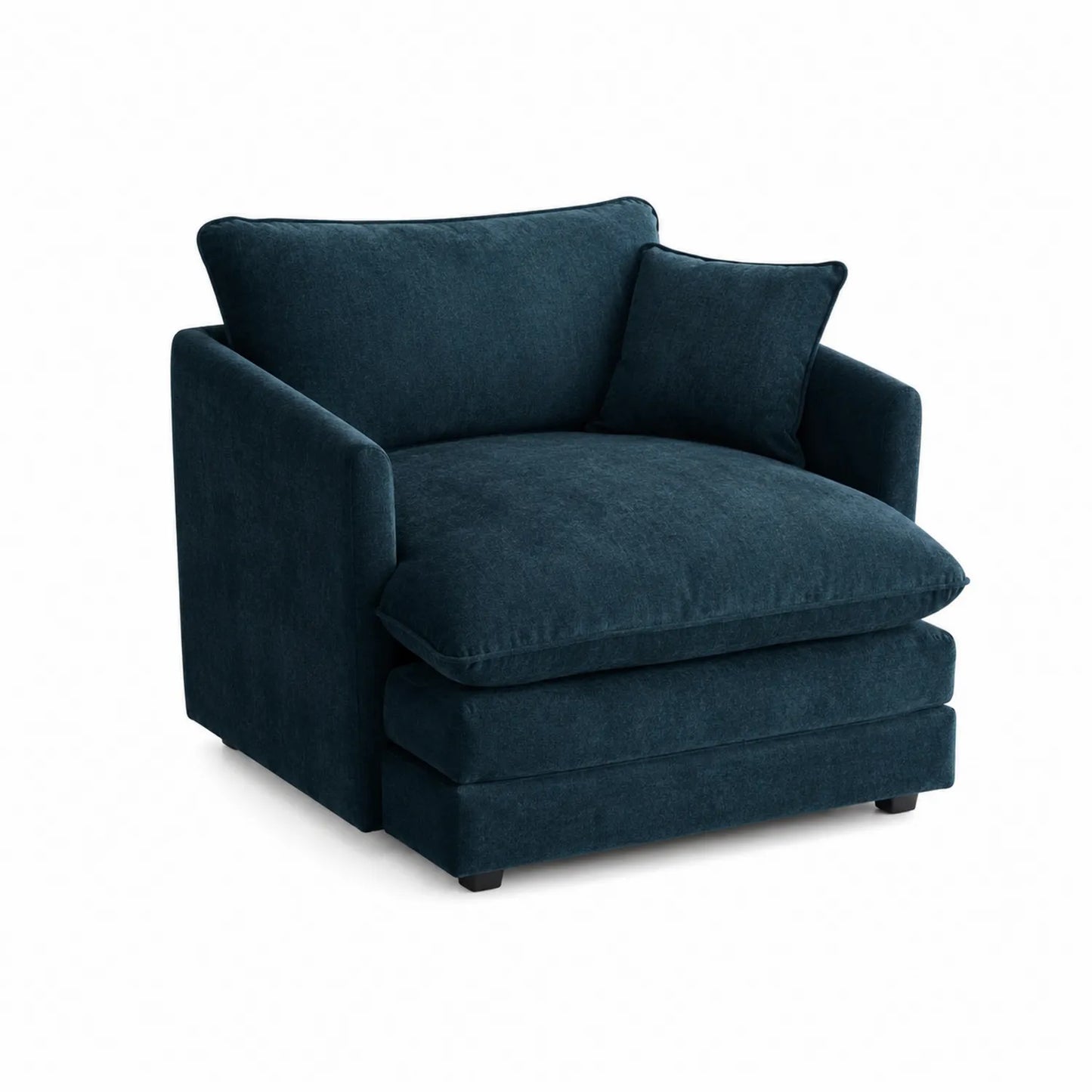 Blauer Stoff Loungesessel mit Kissen