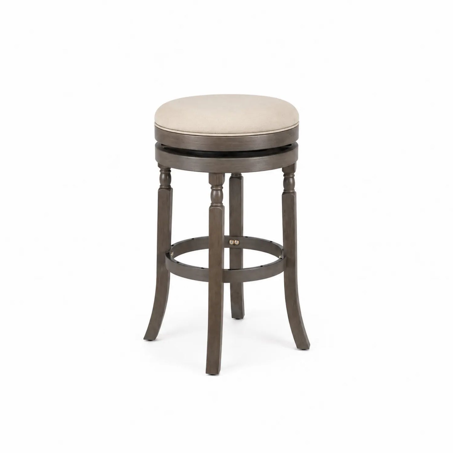 Barhocker mit Holzrahmen und Polyesterbezug in Beige, 76 cm