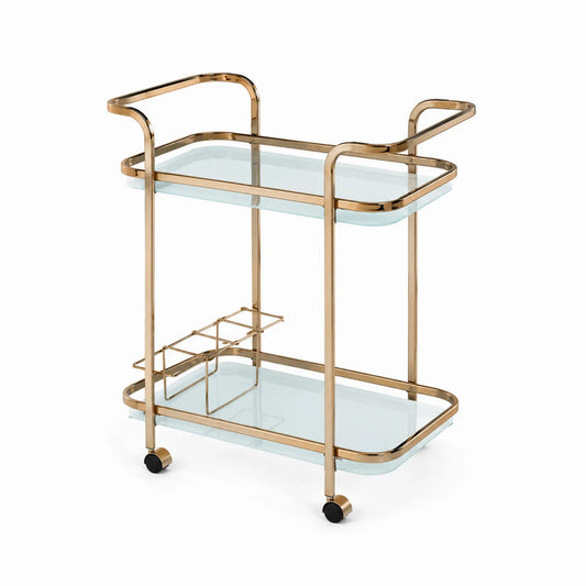 Barwagen Glas Metall Gold 80x40x85 cm