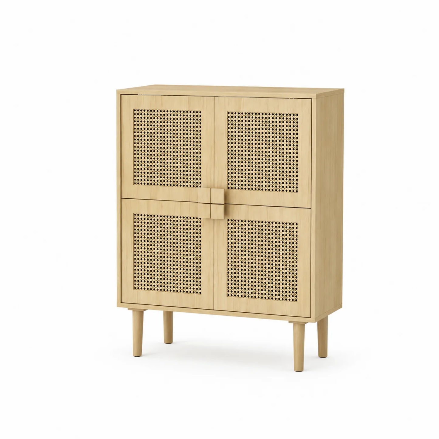 Holzschrank mit Rattangeflecht Natur