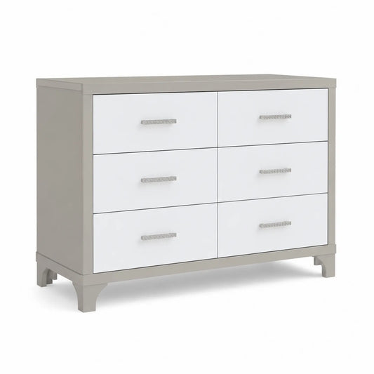 Kommode 6 Schubladen MDF Holz Weiß/Grau 85x120x40cm