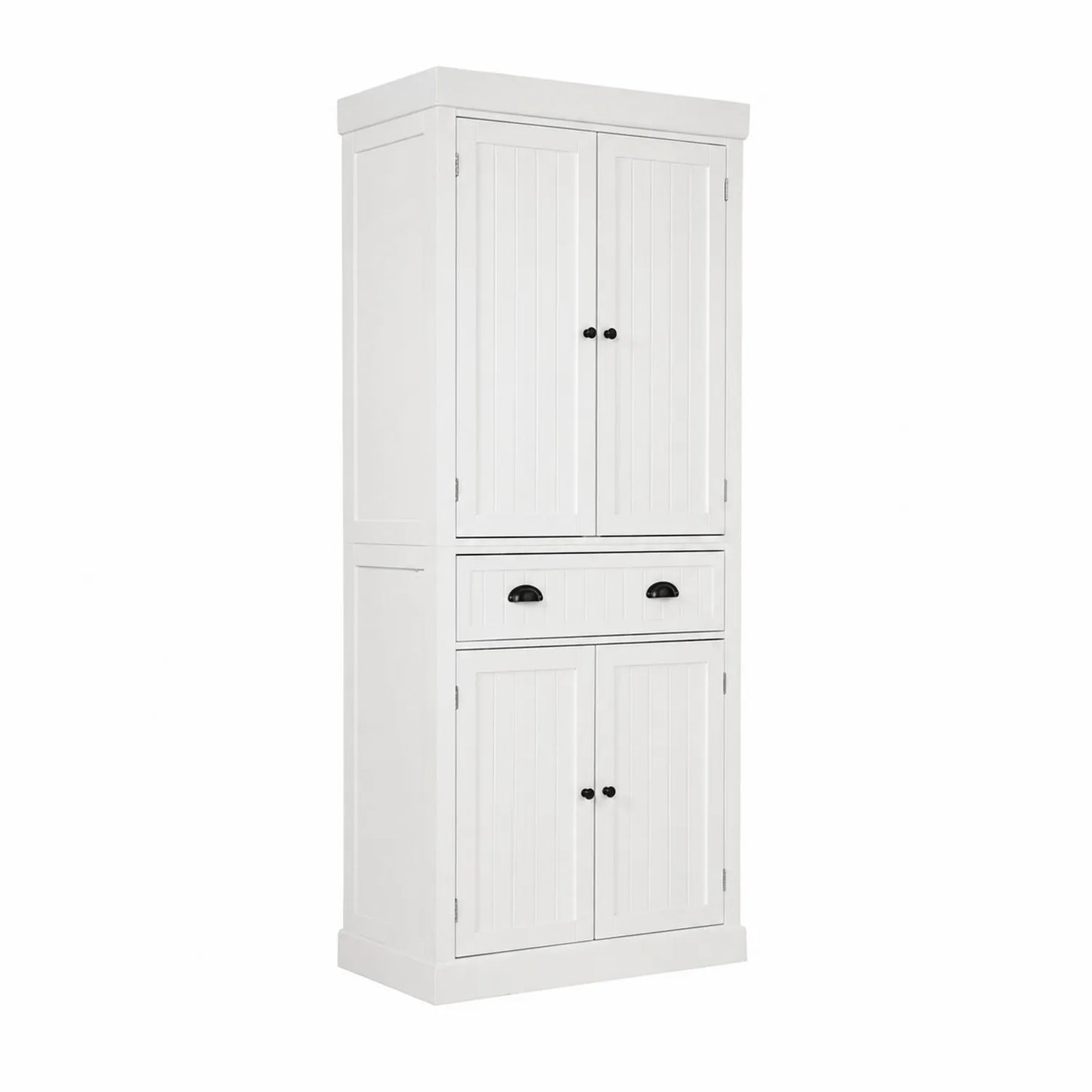 Küchenschrank Massivholz Weiß 4 Türen 1 Schublade 200x90x45 cm