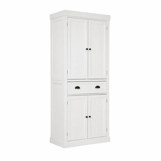 Küchenschrank Massivholz Weiß 4 Türen 1 Schublade 200x90x45 cm