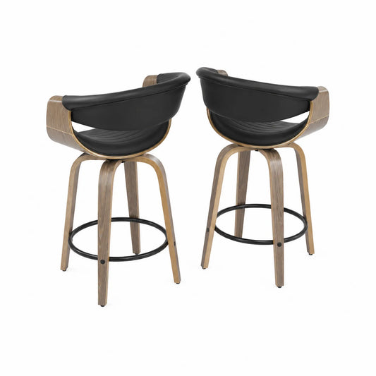 Barhocker Set aus Holz mit Kunstleder Schwarz