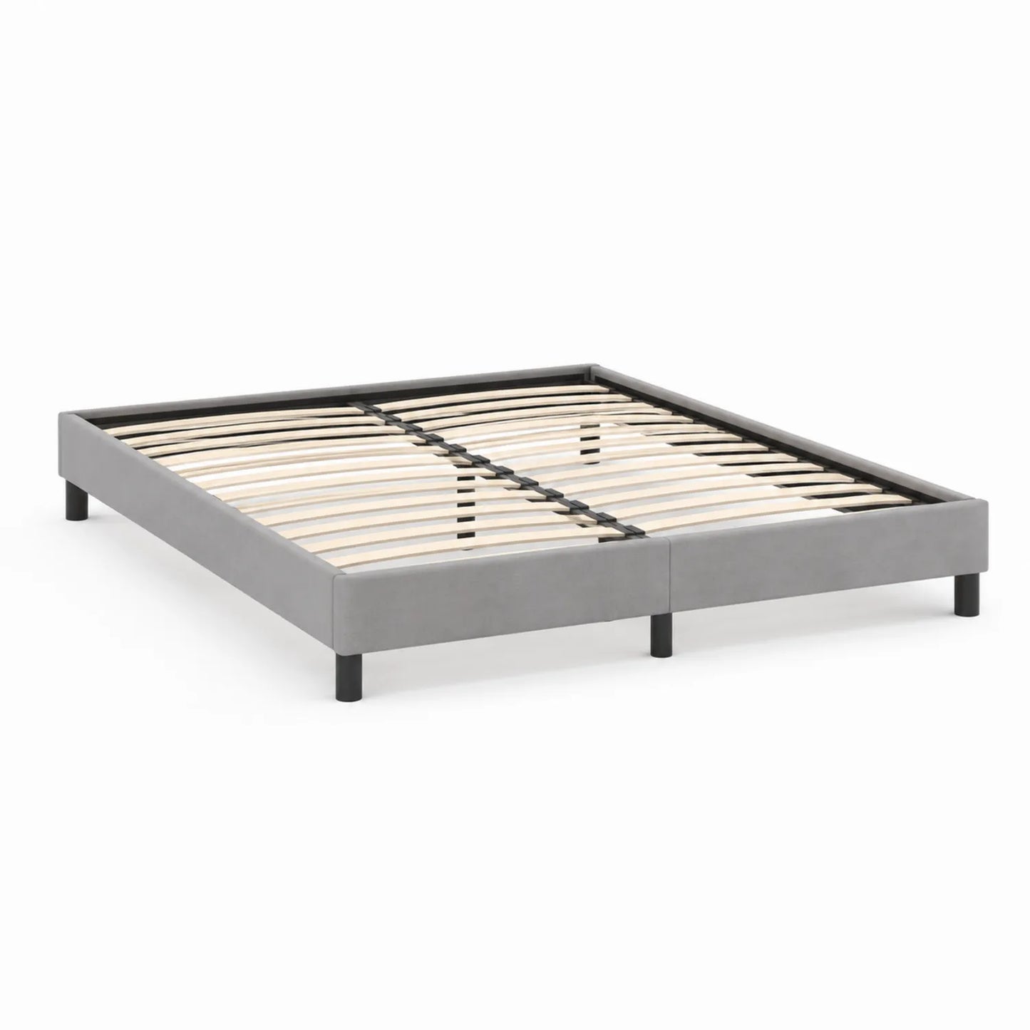 Bettgestell Doppelbett 200x160 cm Mikrofaser Grau mit Holzlattenrost