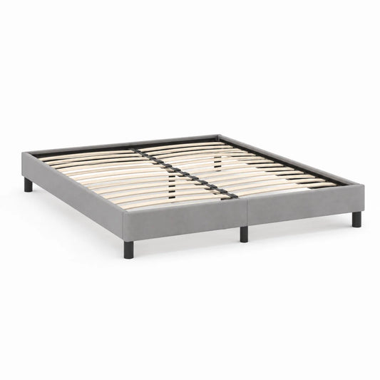 Bettgestell Doppelbett 200x160 cm Mikrofaser Grau mit Holzlattenrost