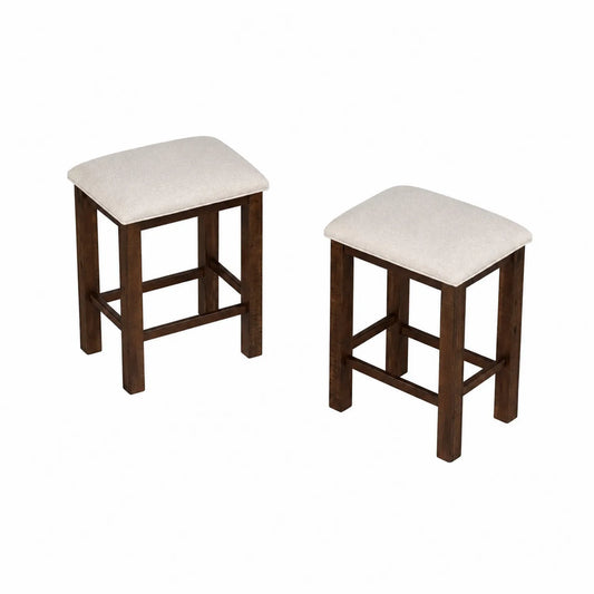 2er Set Barhocker Massivholzrahmen Polyesterbezug 45x30x60 cm Weiß/Braun
