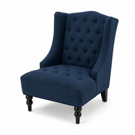 Polstersessel mit hoher Rückenlehne aus Polyester Dunkelblau