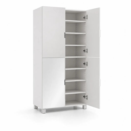 Hochschrank mit Türen MDF Weiß 180x80x40 cm
