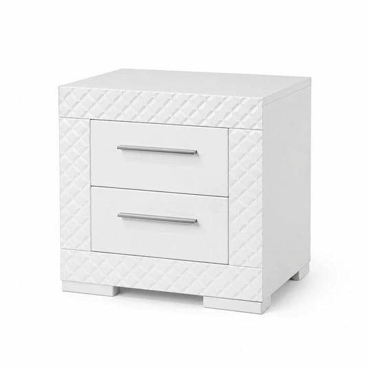 Nachttisch mit 2 Schubladen MDF Weiß