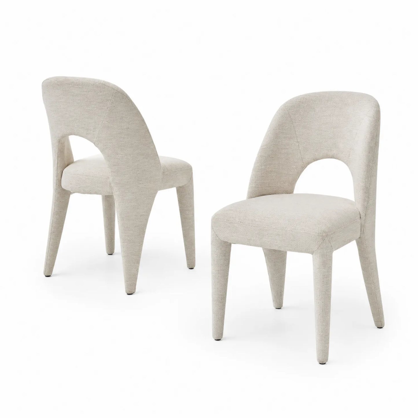2er-Set Esszimmerstühle Stoff Creme