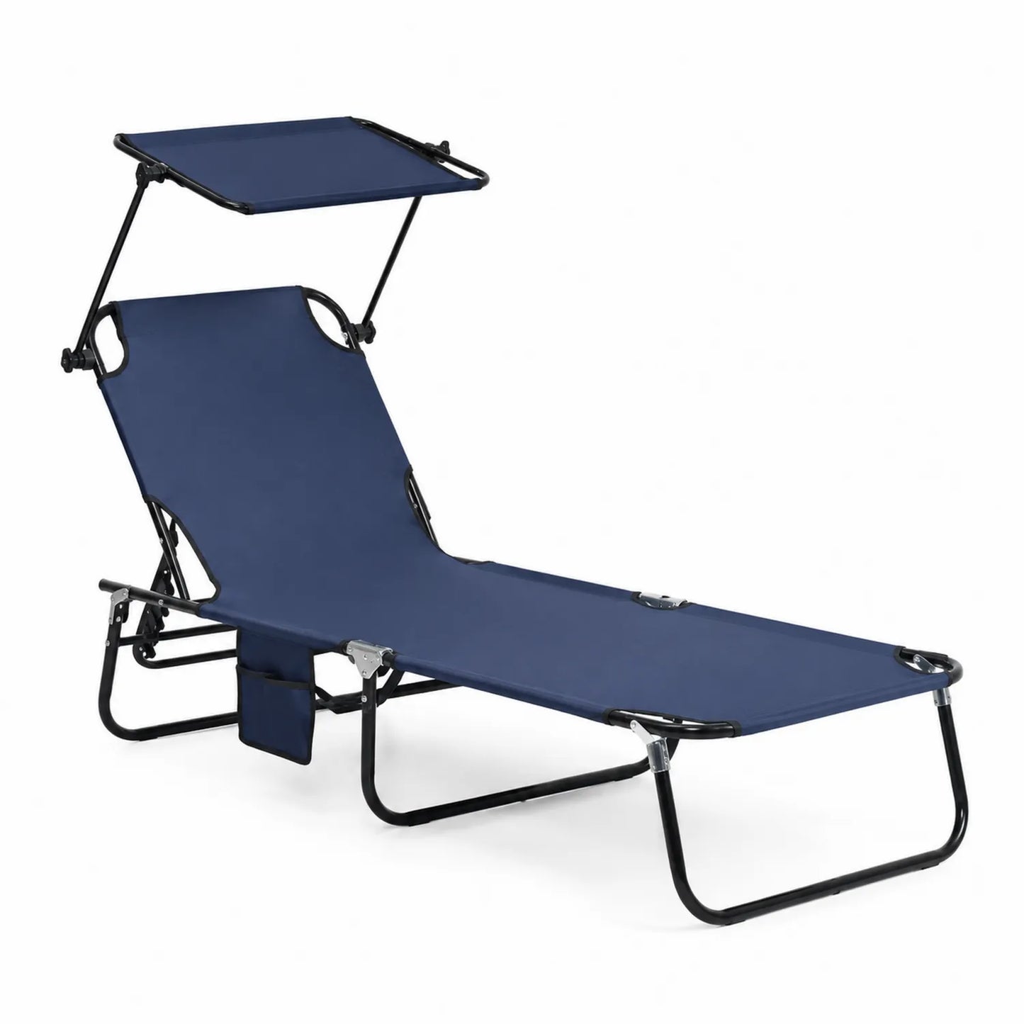 Outdoor Liegestuhl mit Sonnendach Stahl Polyester Blau