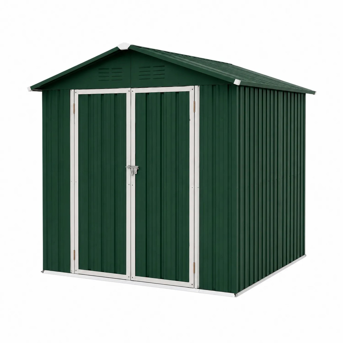 Metall Gartenhaus mit Satteldach Grün/Weiß 213x130x173 cm