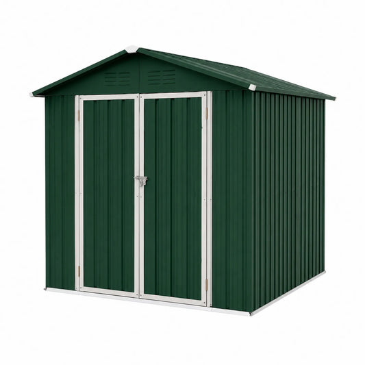 Metall Gartenhaus mit Satteldach Grün/Weiß 213x130x173 cm